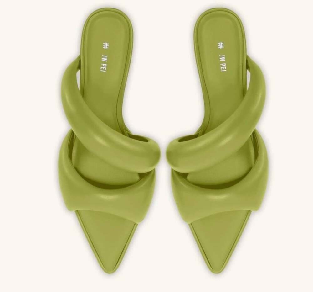 JW Pei Padded Mules Size7.5us 38eu Green Kitten Heel Shoes